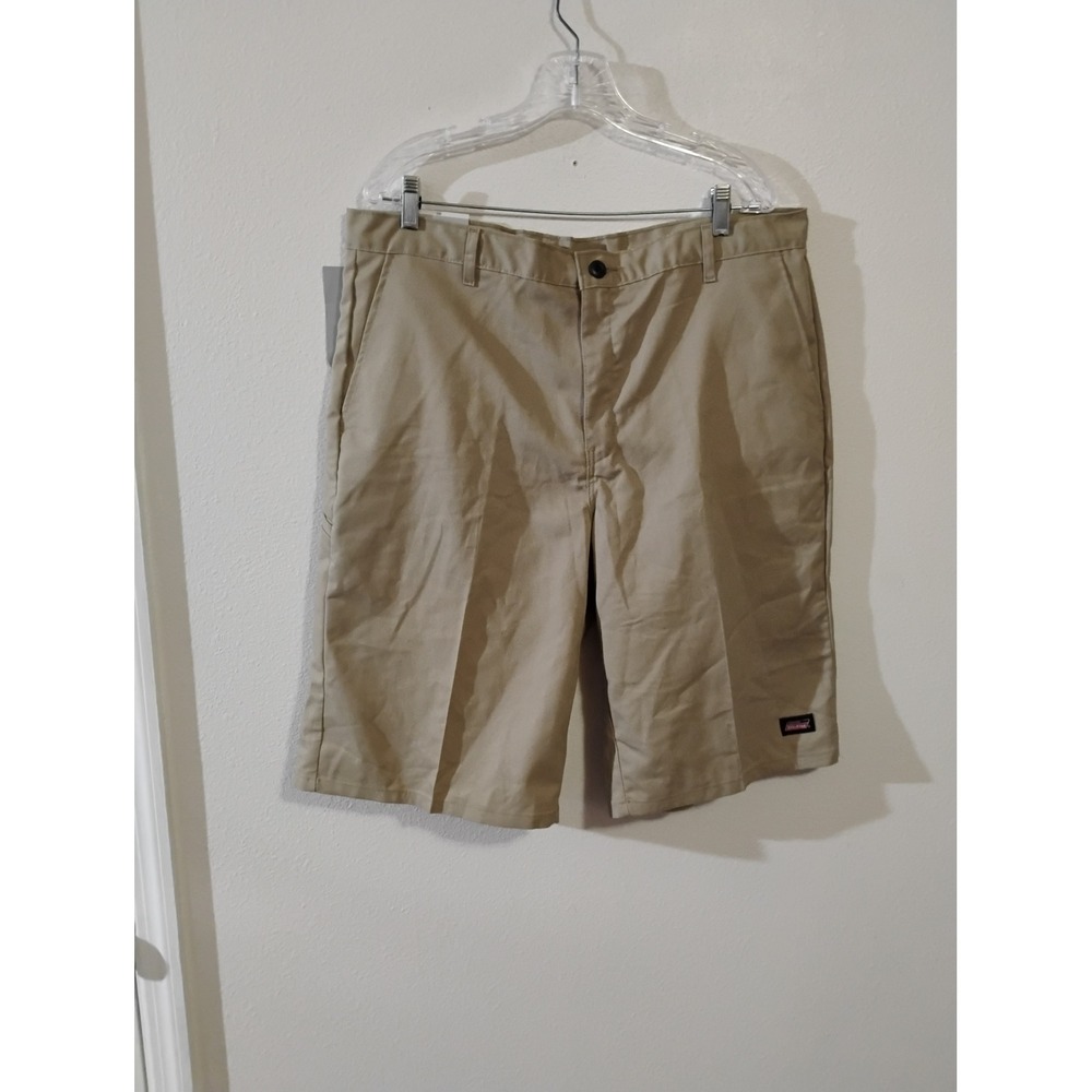 Dickies Mens Essential Work Shorts 38 Khaki Tan 13 Inch Inseam Relaxed Fit Flex